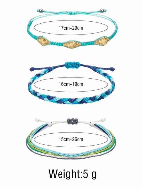 Chuangdi 12 Pieces Wave Strand Bracelet Set Handmade Adjustable Friendship Bracelet Handcrafted Jewelry Women