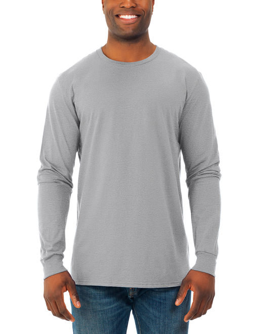 Fruit of the Loom Men's and Big Men's Soft Long Sleeve Lightweight Crew Neck T-Shirt - 2 Pack, Up To Size 3XL