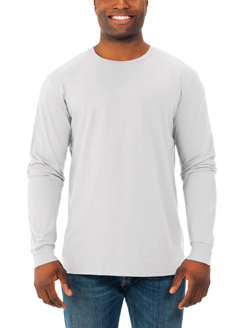 Fruit of the Loom Men's and Big Men's Soft Long Sleeve Lightweight Crew Neck T-Shirt - 2 Pack, Up To Size 3XL