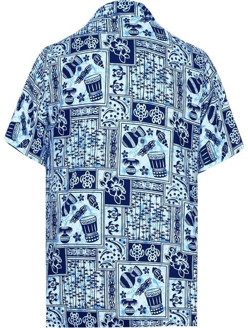 HAPPY BAY Men's Hawaiian Beach Casual Button Down Short Sleeve Collared Aloha Shirts