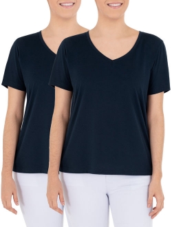 Women's Essential Pima Cotton V-Neck T-Shirt, 2 Pack Bundle