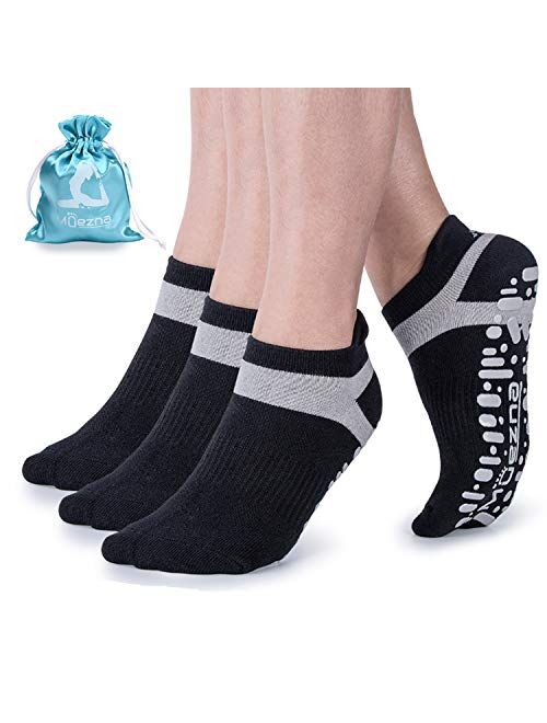 Muezna Non Slip Yoga Socks for Women, Anti-Skid Pilates, Barre, Bikram Fitness Socks with Grips, Size 5-10