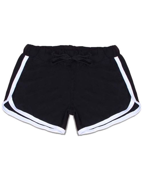 JEFFENLY Women Running Shorts Workout Yoga Short Pants Athletic Jogger Booty Shorts Elastic Waist with Drawstring