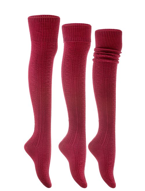 Lian LifeStyle Women's 1 Pair Fashion Thigh High Cotton Socks Size 6-9