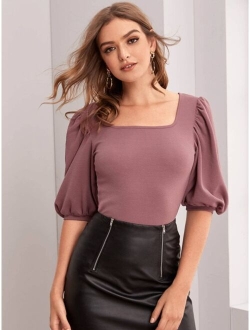 Square Neck Puff Sleeve Top