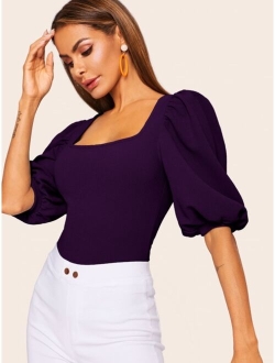 Square Neck Puff Sleeve Top