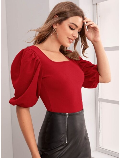 Square Neck Puff Sleeve Top