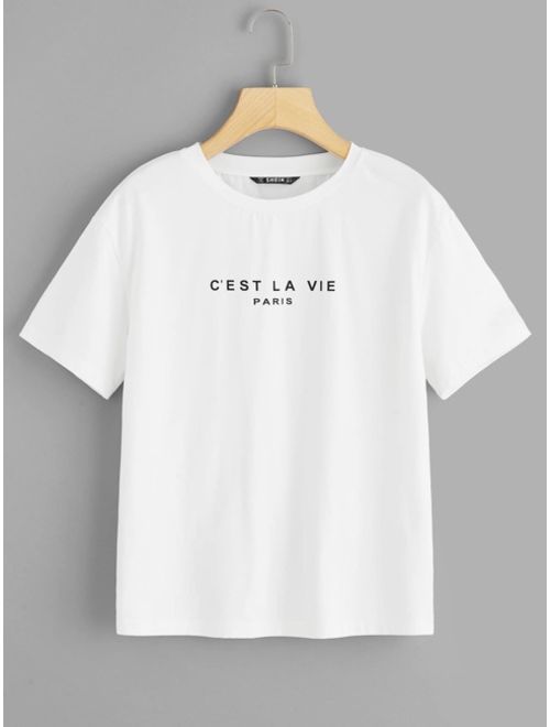 Shein Slogan Graphic Tee