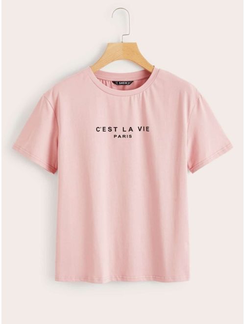 Shein Slogan Graphic Tee