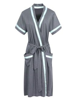 Richie House Women's Short Sleeve Cotton Bathrobe Robe RHW2753