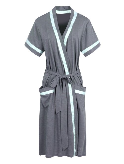 Richie House Women's Short Sleeve Cotton Bathrobe Robe RHW2753