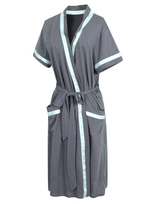 Richie House Women's Short Sleeve Cotton Bathrobe Robe RHW2753