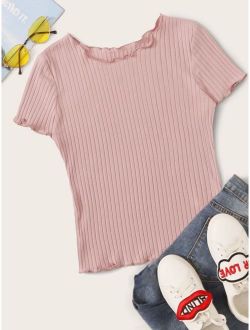 Lettuce Trim Rib-knit Tee