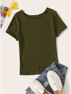 Lettuce Trim Rib-knit Tee