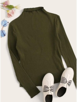 Lettuce Trim Rib-knit Tee