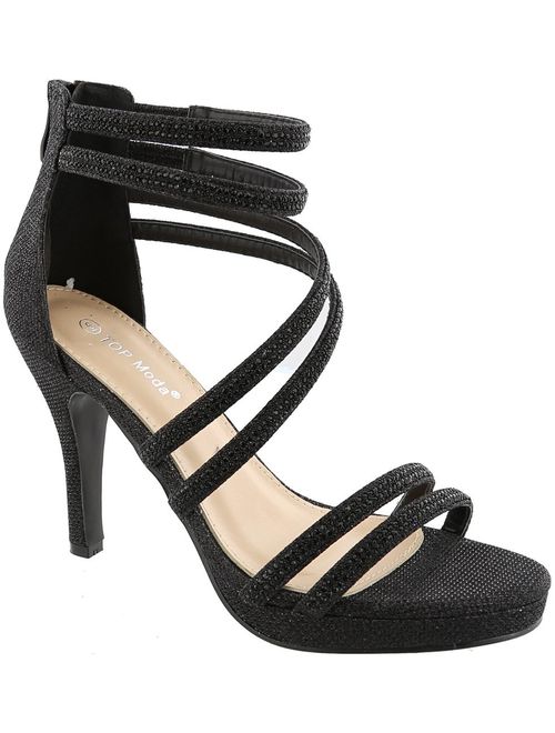 TOP Moda Dressy/Formal Sandals: Medium/High Heel Ankle Strap Open Toe Inna-1 Shoes