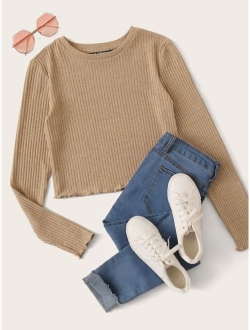 Lettuce Trim Rib-knit Top