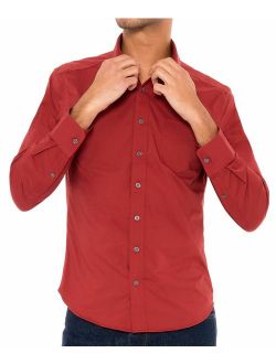 Untucked Shirts for Men Long Sleeve - Mens Dry Fit Untuck Dress Shirt - Slim Fit