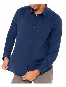 Untucked Shirts for Men Long Sleeve - Mens Dry Fit Untuck Dress Shirt - Slim Fit