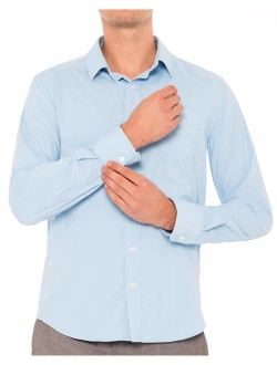 Untucked Shirts for Men Long Sleeve - Mens Dry Fit Untuck Dress Shirt - Slim Fit