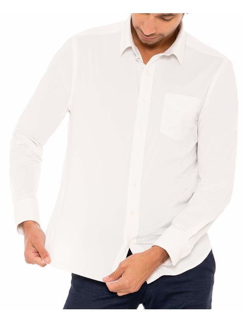 Untucked Shirts for Men Long Sleeve - Mens Dry Fit Untuck Dress Shirt - Slim Fit