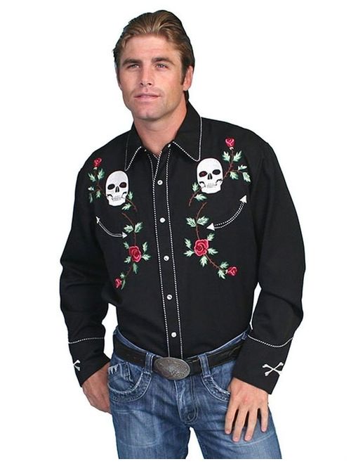 Scully Skull Roses Shirt