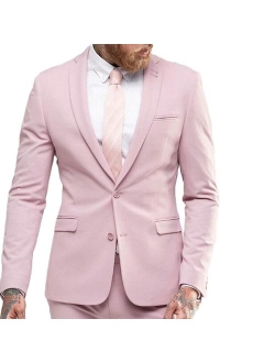 Mens Bright Colorful Suits Slim Fit Tuxedo Wedding Groom Suits,White,Yellow,Lavender,Blue