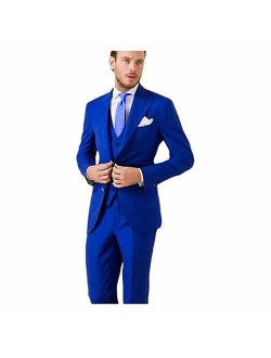 Mens Bright Colorful Suits Slim Fit Tuxedo Wedding Groom Suits,White,Yellow,Lavender,Blue