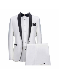 Mens Bright Colorful Suits Slim Fit Tuxedo Wedding Groom Suits,White,Yellow,Lavender,Blue