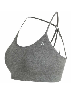 FITTIN Strappy Yoga Bra - Seamless Padded for Sports Gym Workout Fitness