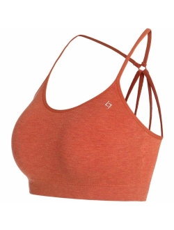 FITTIN Strappy Yoga Bra - Seamless Padded for Sports Gym Workout Fitness