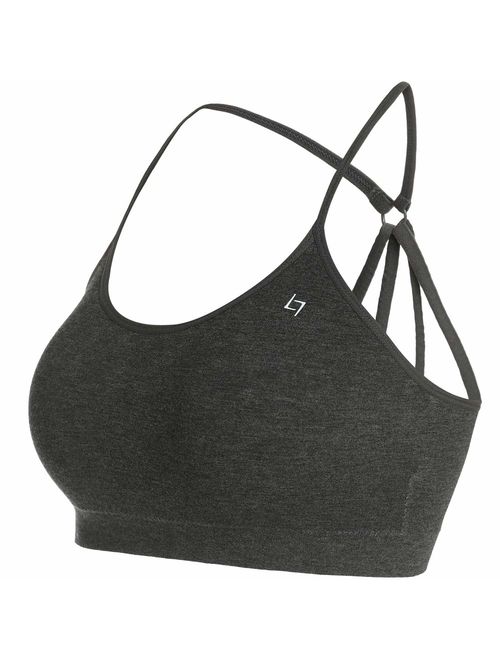 FITTIN Strappy Yoga Bra - Seamless Padded for Sports Gym Workout Fitness