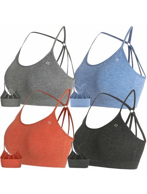 FITTIN Strappy Yoga Bra - Seamless Padded for Sports Gym Workout Fitness