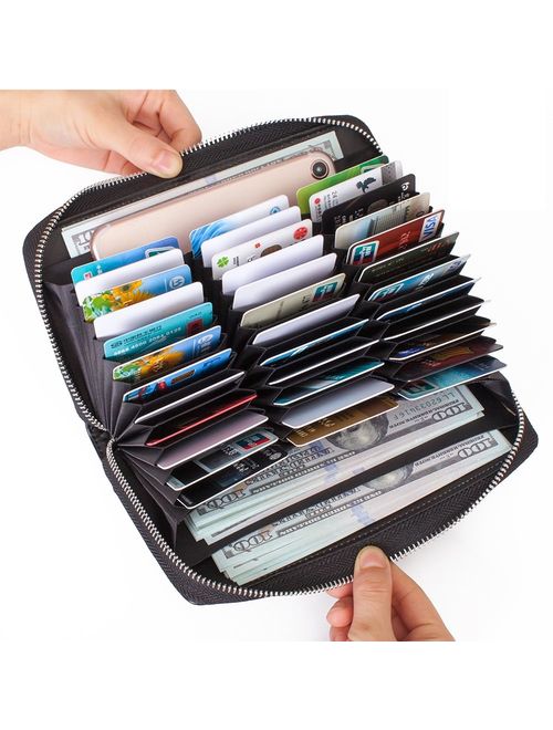 Buvelife Credit Card Wallet Leather RFID Wallet for Women, Huge Storage Capacity