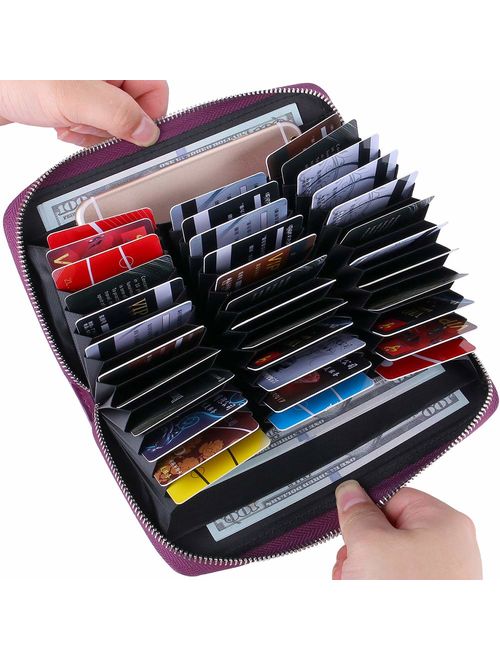 Buvelife Credit Card Wallet Leather RFID Wallet for Women, Huge Storage Capacity