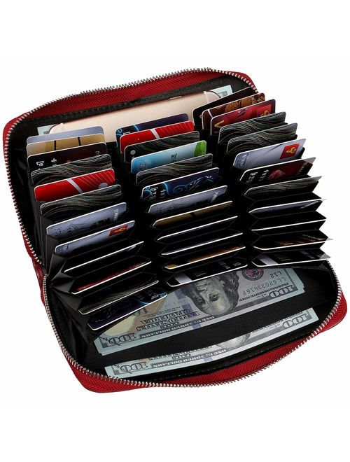 Buvelife Credit Card Wallet Leather RFID Wallet for Women, Huge Storage Capacity