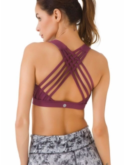 Women's Medium Support Strappy Back Energy Sport Bra Cotton Feel 6017