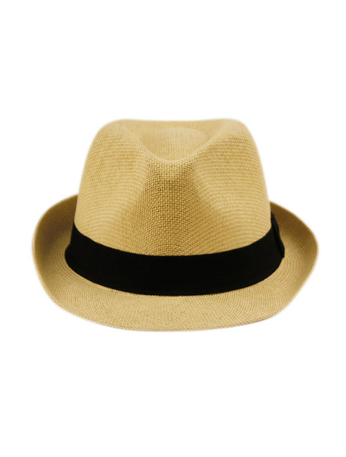 Fedora Hat Short Brim Cuban Trilby Summer Beach Sun Gangster Paper Straw Men or Women