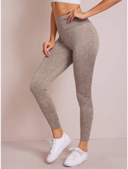 Wide Waistband Solid Leggings