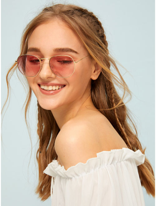 Shein Metal Frame Tinted Lens Sunglasses