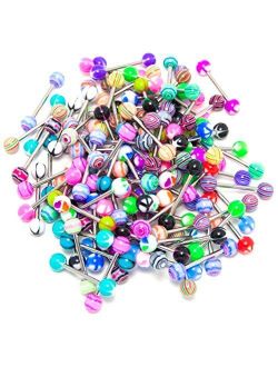 ROSENICE 20pcs Colorful Women Tongue Ring Bar Stud (Random Color)