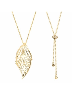 Leaf Long Pendant Necklace Handmade Trendy Filigree Bohemian Jewelry for Women