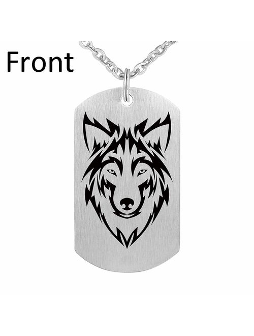 Fashion Wolf Pendant Necklace I am Wolf Fans Gift Dog Tag Jewelry Keychain