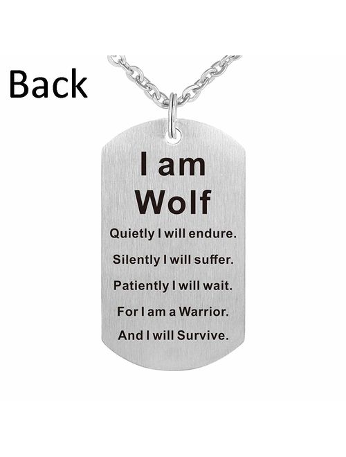 Fashion Wolf Pendant Necklace I am Wolf Fans Gift Dog Tag Jewelry Keychain