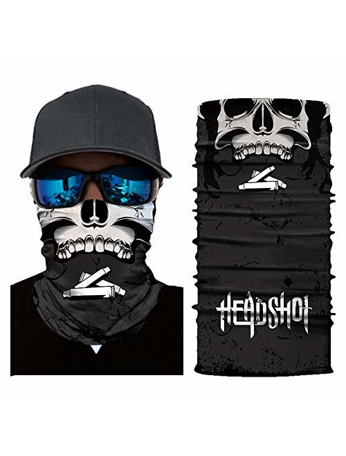 Skull Face Mask Half Sun Dust Protection, Vivid 3D Tube Mask Seamless Durable Face Mask Bandana Skeleton Face