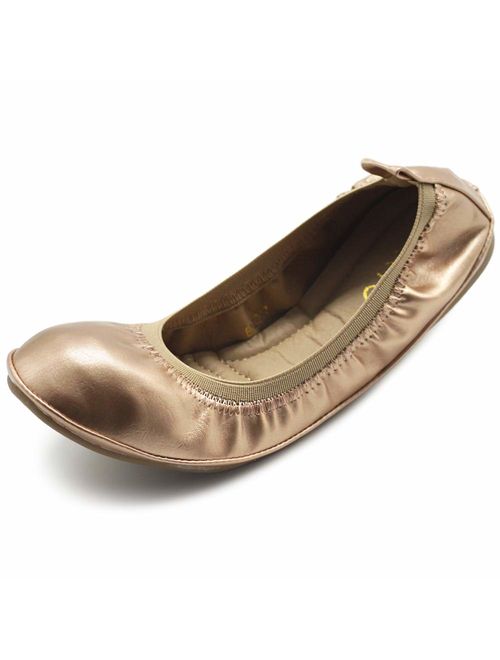 Ollio Women's Shoe Collar Shoe Pull Tab Comfort Ballet Flat