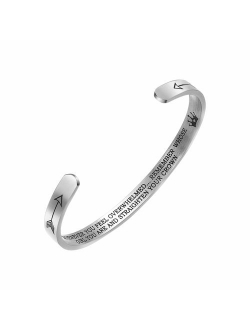 Stainless Steel Jewelry Inspirational Bracelets for Women Girls Personalized Gift Engraved Cuff Bangle for Mom Daughter Teen Girls Gift