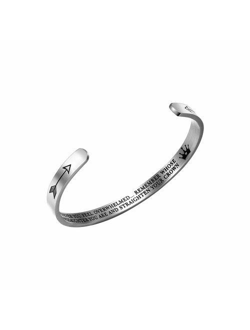 Stainless Steel Jewelry Inspirational Bracelets for Women Girls Personalized Gift Engraved Cuff Bangle for Mom Daughter Teen Girls Gift