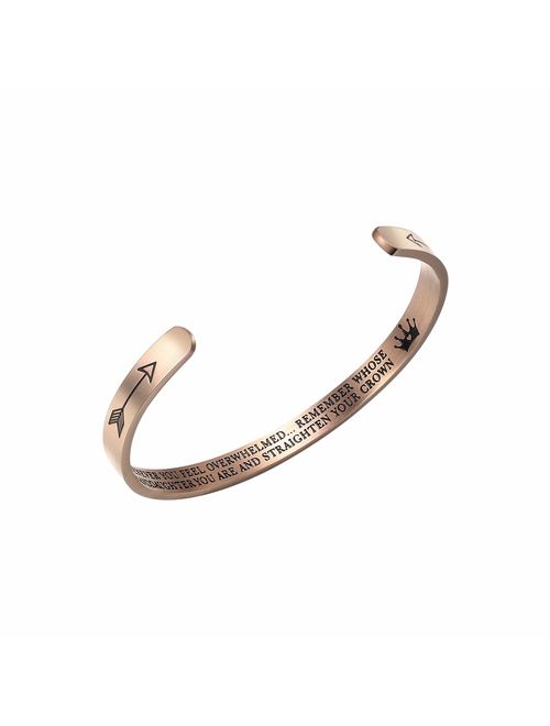 Stainless Steel Jewelry Inspirational Bracelets for Women Girls Personalized Gift Engraved Cuff Bangle for Mom Daughter Teen Girls Gift