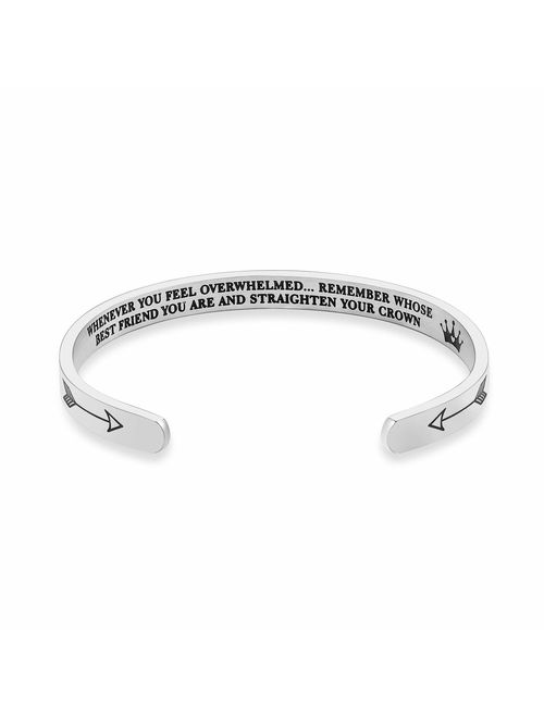 Stainless Steel Jewelry Inspirational Bracelets for Women Girls Personalized Gift Engraved Cuff Bangle for Mom Daughter Teen Girls Gift